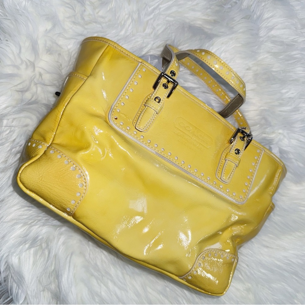 Vintage Coach Y2K Yellow Patent Leather Tote